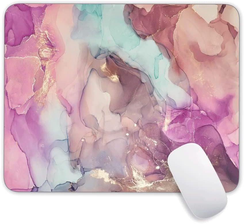 Custom Rose Pink Gold Marble Gaming Mouse Pad, Non-Slip Rubber Base, Waterproof - XWYSAW