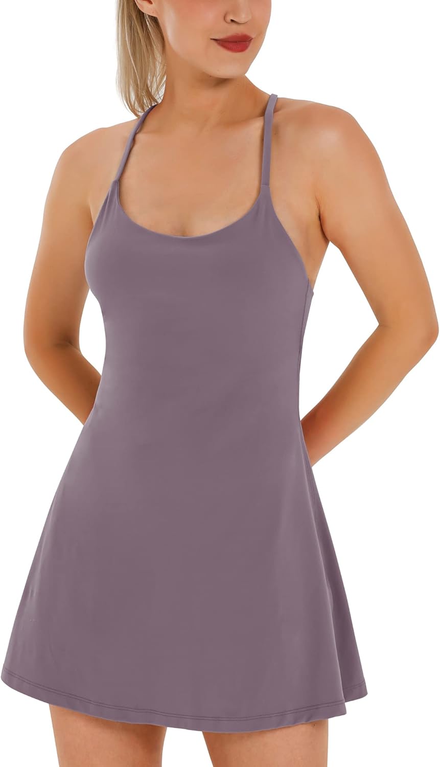 Womens Tennis Dress with Built-in Bra & Shorts for Summer Fun