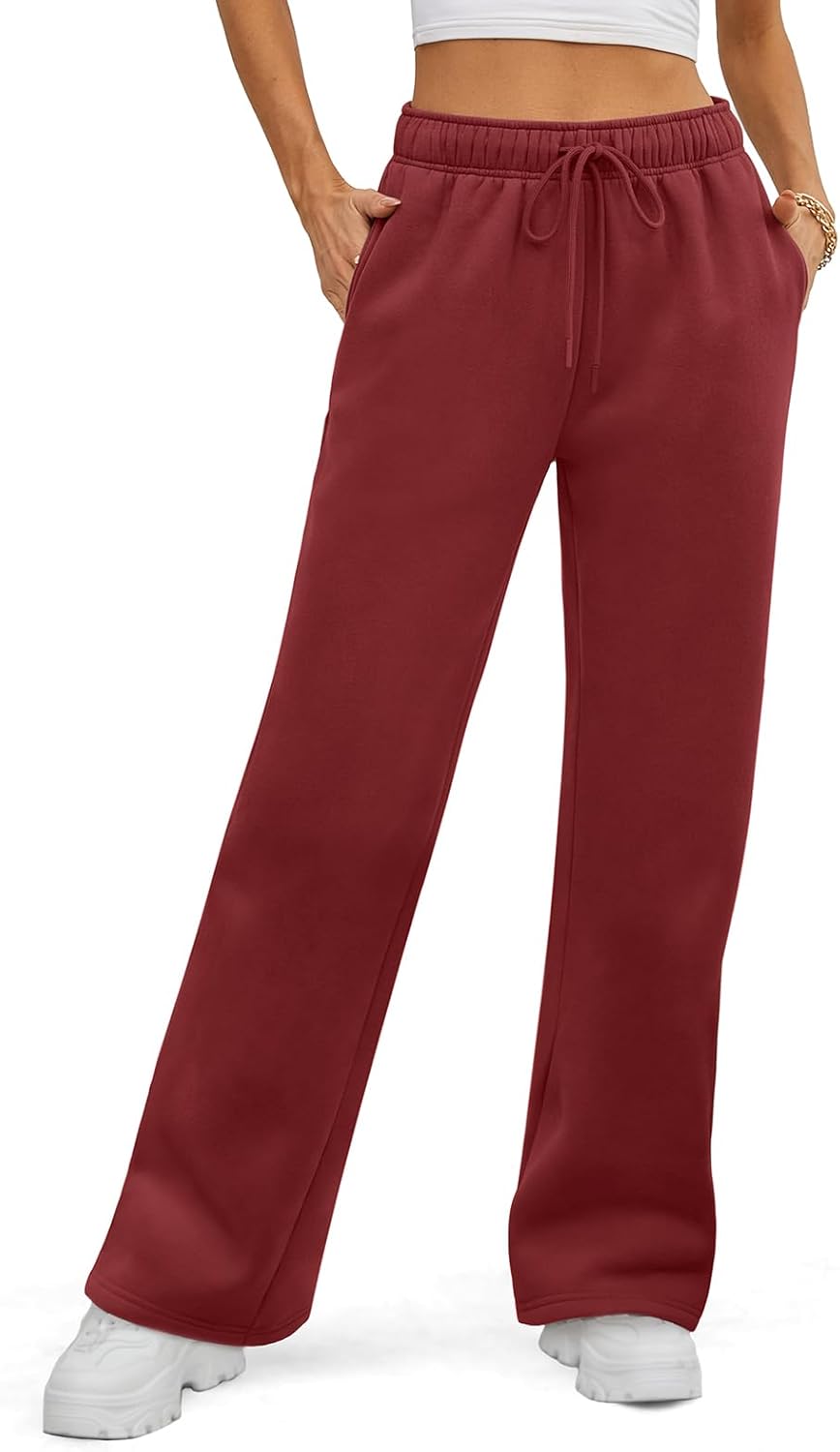 ATHMILE Womens Fleece Lined Wide Leg Sweatpants for Fall Style