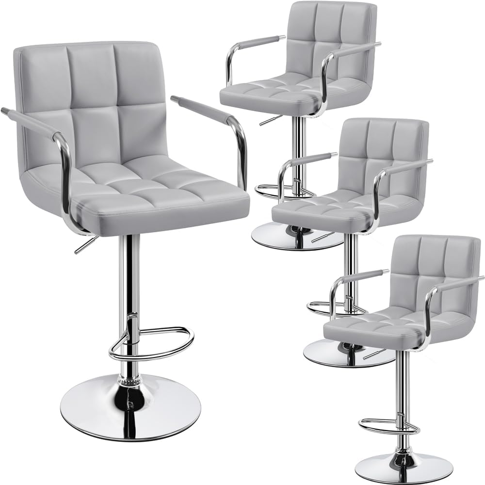 Yaheetech Bart Stools Set of 4 with Adjustable Height and Armrest