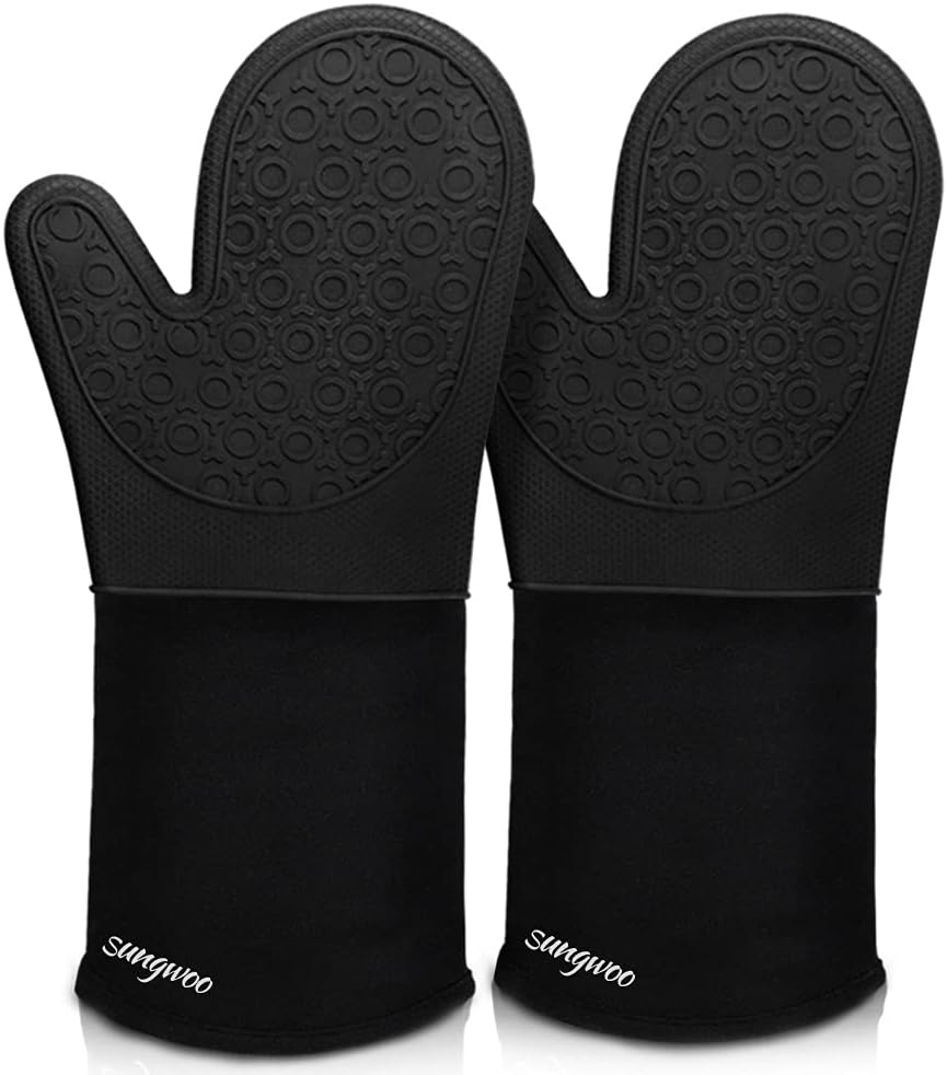 sungwoo Extra Long Heat Resistant Silicone Oven Mitts