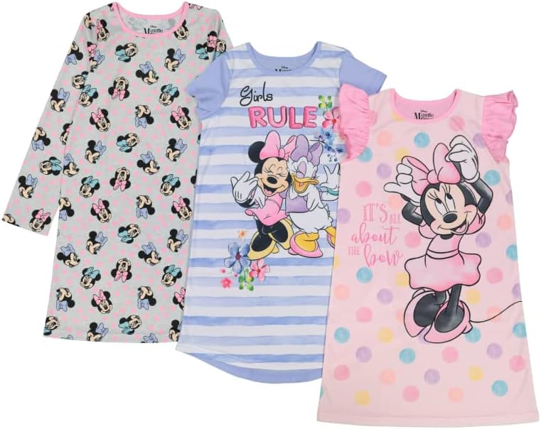 Disney Girls' 3-Pack Nightgowns for Cozy Bedtime Adventures