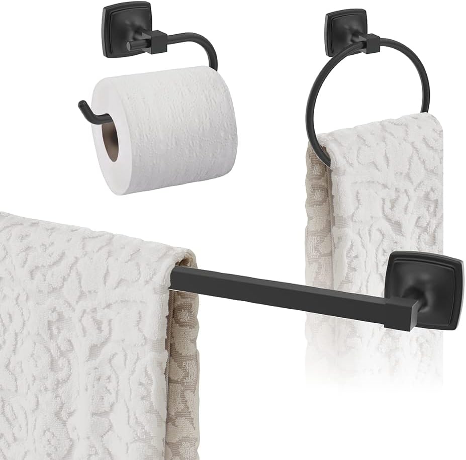 Matte Black Towel Bar Set by Amerock - Stylish Bathroom Upgrade
