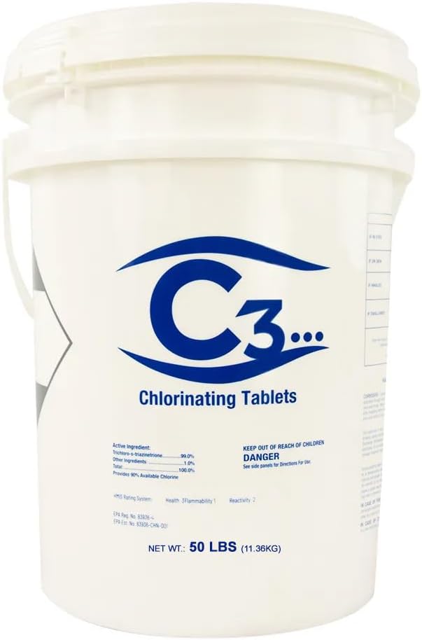 C3 3in Stabilized Chlorine Tablets for Easy Pool Maintenance