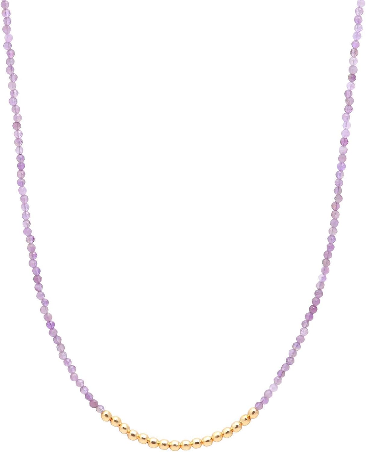Gold Brass & Amethyst Beaded Necklace for Elegant Style