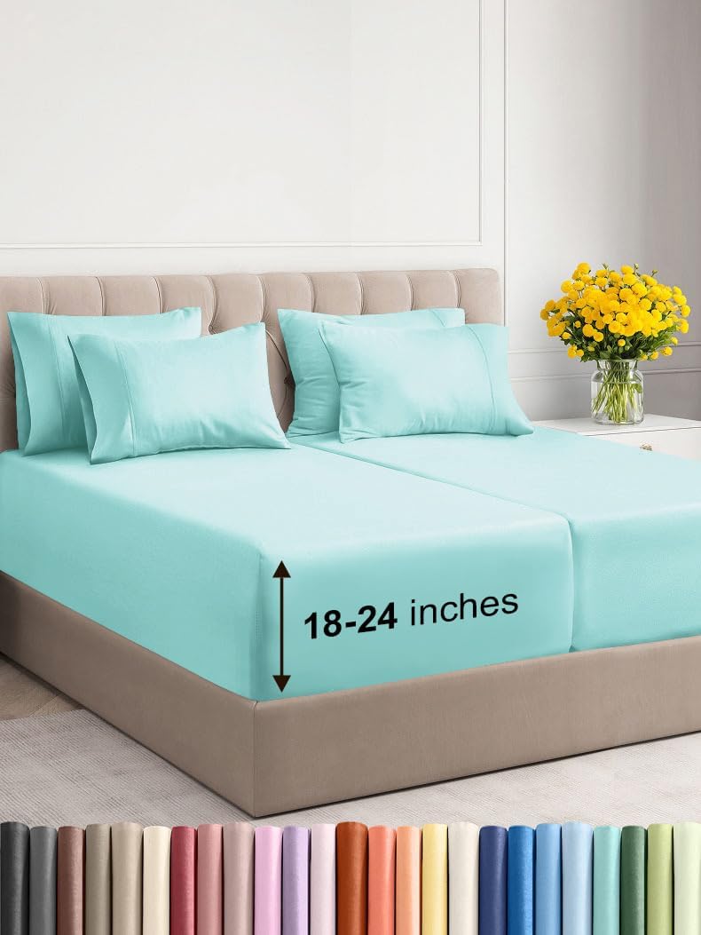 Extra Deep Split King Sheet Set - 7 Piece Breathable Sheets