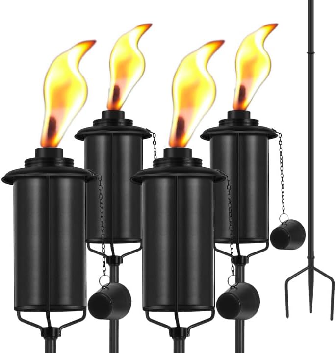 Outdoor Metal Torch Set for Garden Decor and Parties