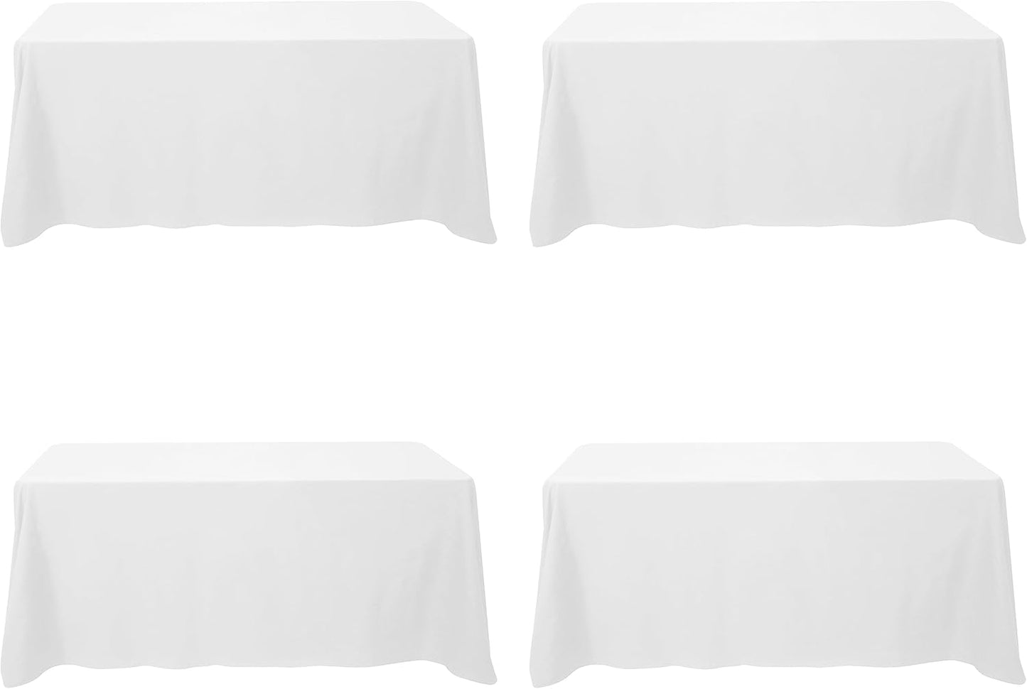 Premium 4 Pack White Tablecloths for 6 Foot Rectangle Tables