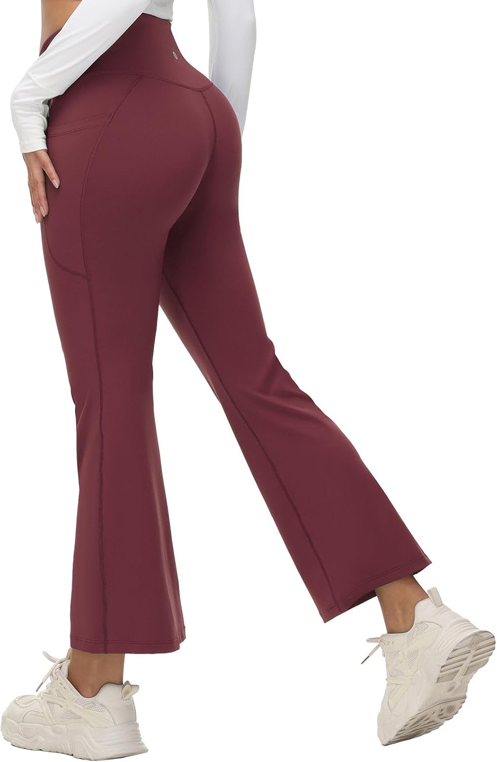 Baleaf Women's Petite Flare Leggings with Tummy Control Design