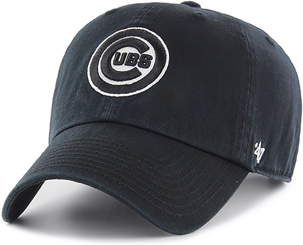 47 Brand MLB Black White Outline Logo Adjustable Baseball Cap