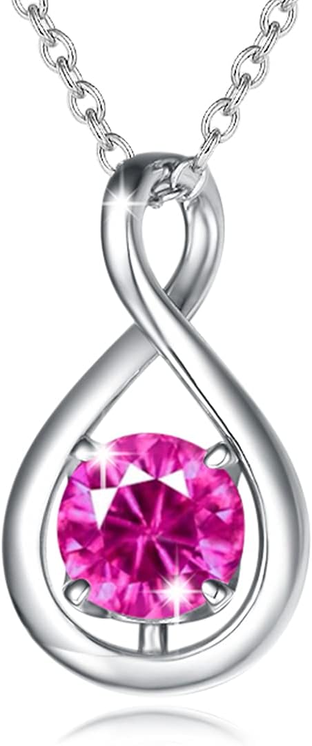 Dainty Infinity Birthstone Necklace for Women in Sterling Silver