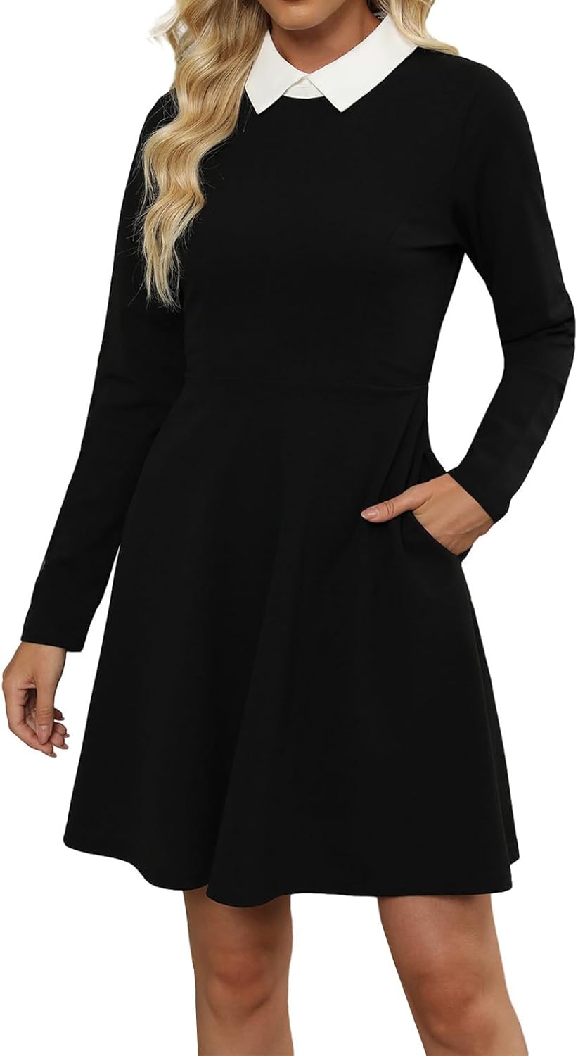 Women's Elegant Vintage Floral Print A-Line Dress with Pockets