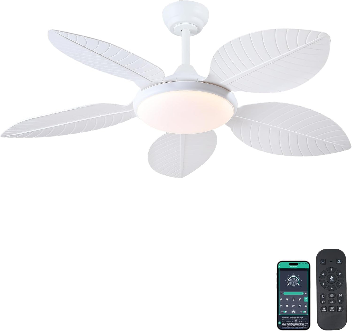 Tropical Ceiling Fan with Lights and Remote Control for Home
