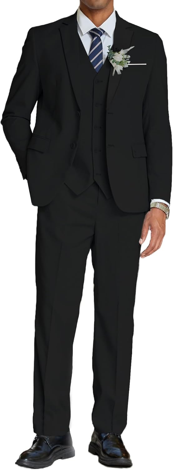 COOFANDY Men's 3 Piece Linen Suit Set for Weddings and Business