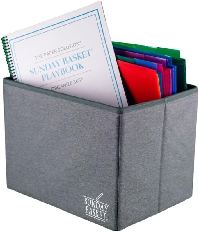 Complete Sunday Basket System for Home Office Paper Organization