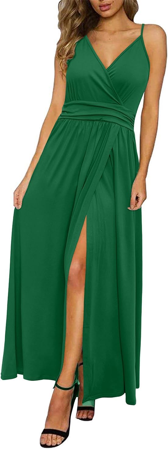Women Summer Maxi Dress Vacation Floral Spaghetti Strap 2025