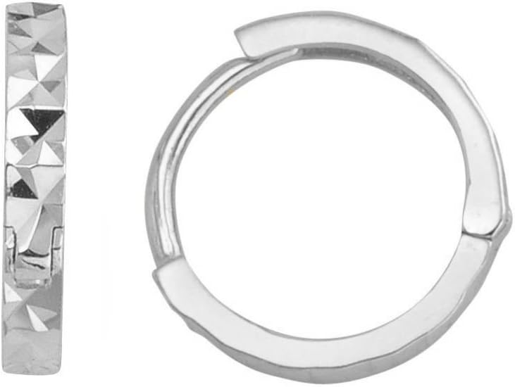 Genuine 14k Yellow Gold 2mm Diamond-cut Small Hoop Earrings