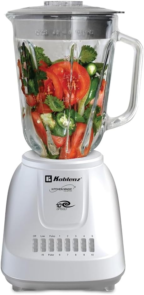 Koblenz Glass Jar Blender - 10 Speed Shakes & Smoothies