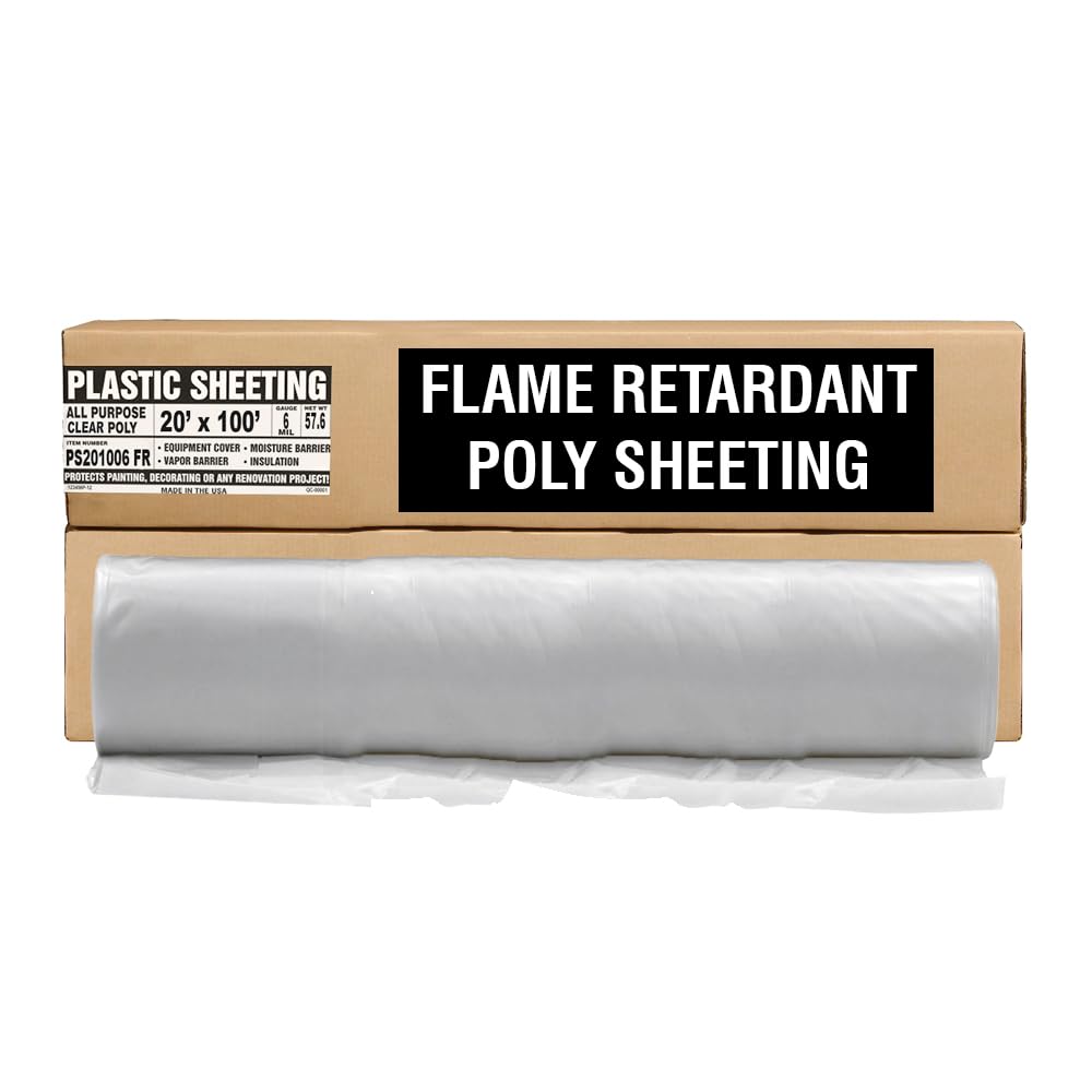 Heavy Duty Fire Retardant Clear Vapor Barrier Tarp 20ft x 100ft