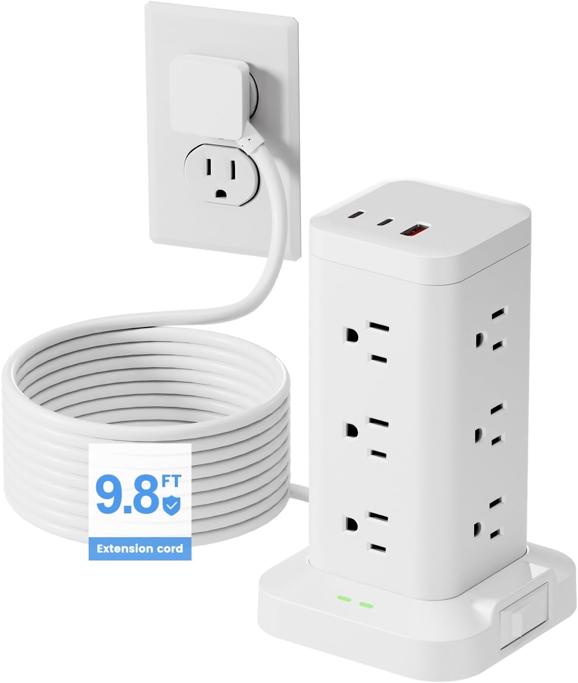 15-in-1 Power Strip Tower with Surge Protector for Fast Charging