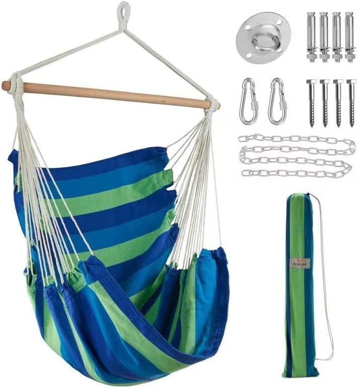 XL Hammock Swing - Max 330Lbs Capacity - Blue Stripe