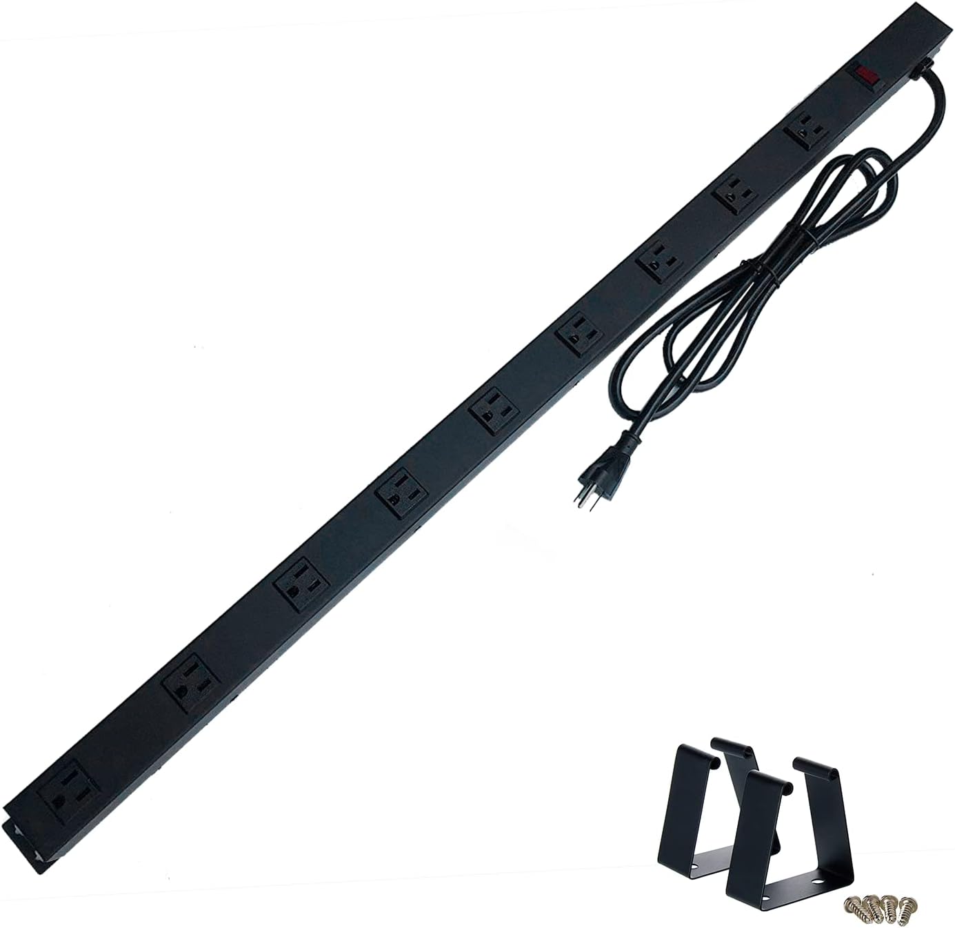 Opentron 9 Black Vertical Outlets Surge Protector Power Strip