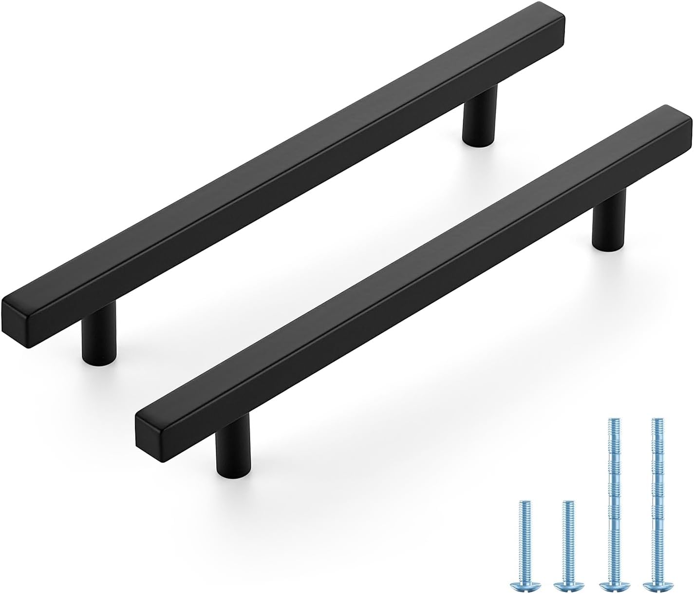 Matte Black Square Cabinet Handles for Kitchen and Drawers