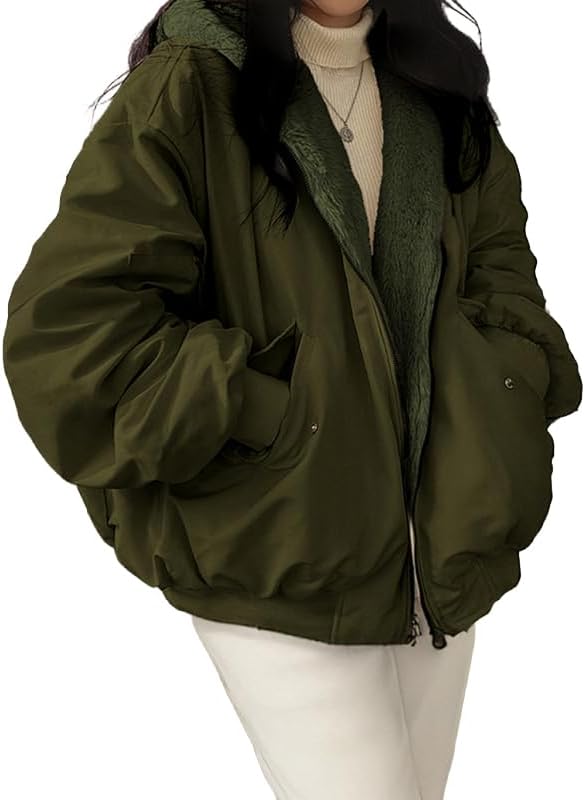 EMMIOL Womens Winter Coats Hooded Fleece Puffer Reversible