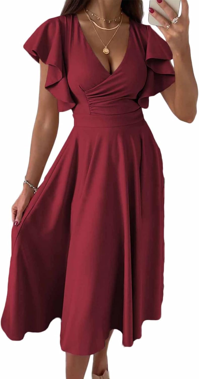 Dokotoo Women's V Neck Elegant Party Dress for Special Occasions