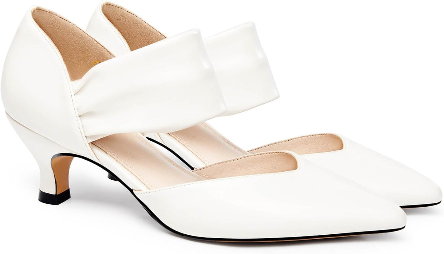 Coutgo Womens Low Kitten Heel Dress Shoes for Elegant Style