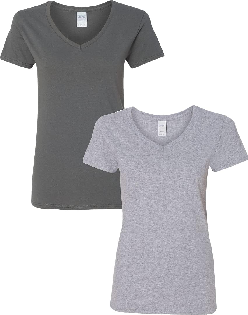 Gildan Women's Heavy Cotton V-Neck T-Shirt, 2-Pack Review