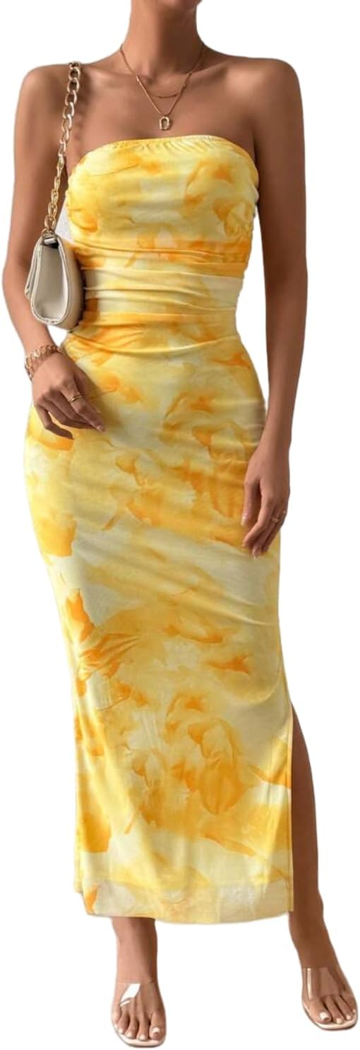 LIGHT DOT Women's Summer Dress Strapless Bodycon Maxi Style