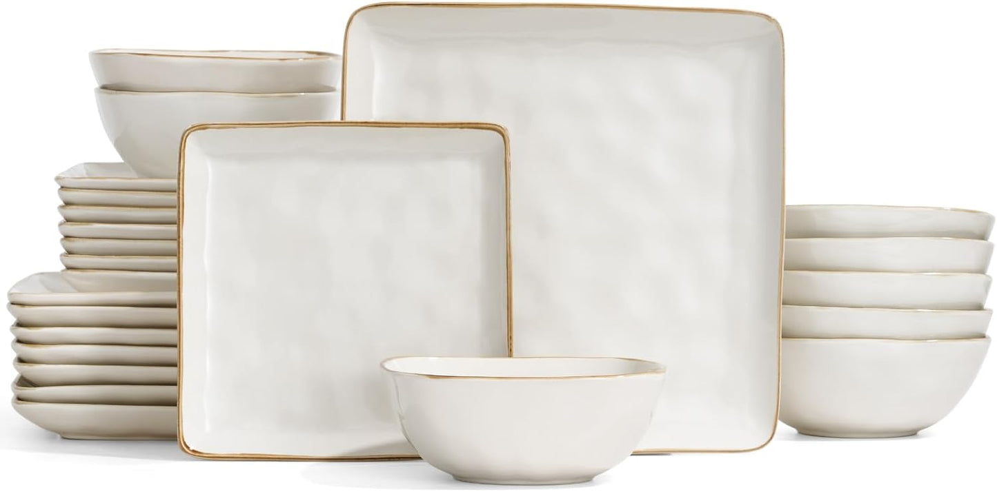 Famiware Dinnerware Sets for 8, Ocean Square 24-Piece Set