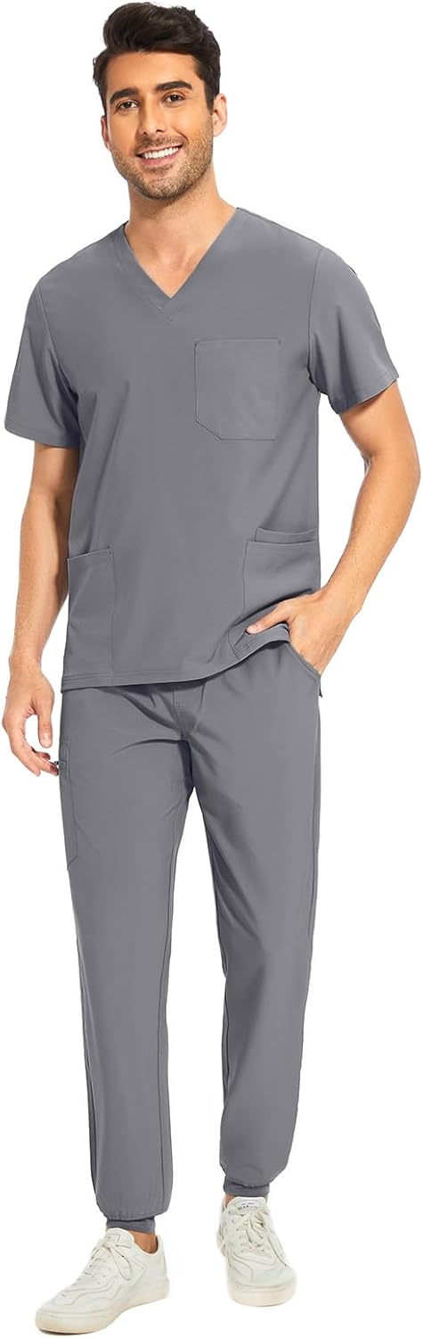 COZYFIT Men Scrubs Set with 8 Pockets for Ultimate Comfort