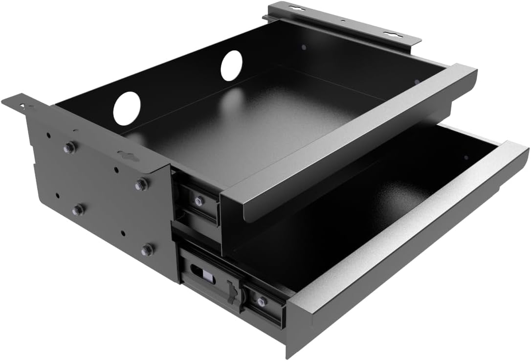 Dual Tier Under Desk Mounted Sliding Pull-out Drawer Organizer