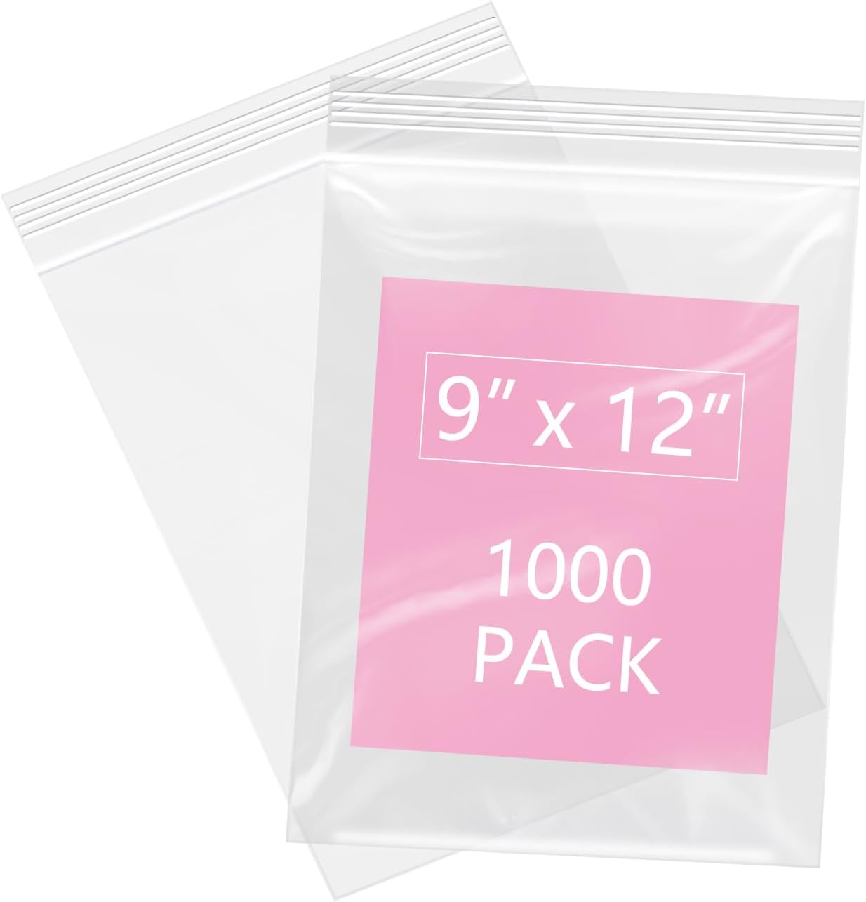 9in x 12in Clear Zip Bags - 1000 Pcs Reclosable Plastic Bags