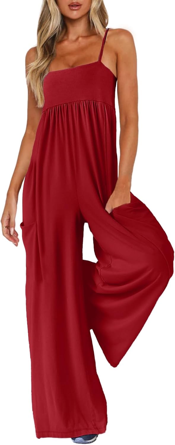 Stylish Jumpsuits for Women with Spaghetti Straps and Pockets