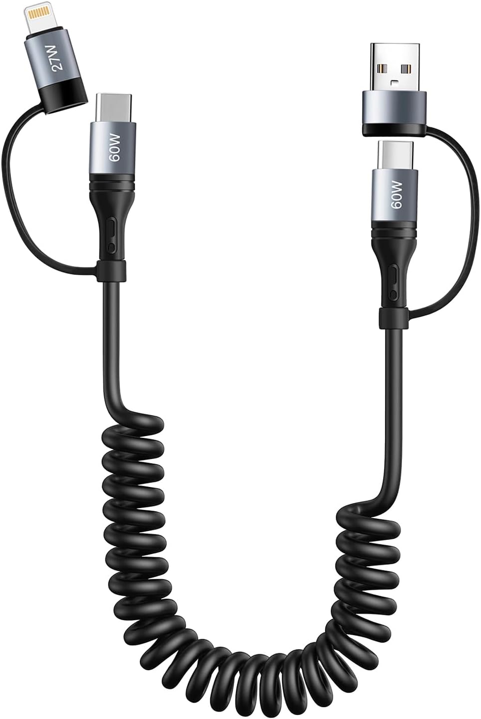 4-in-1 Fast Charge Coiled Lightning Cable by Miger