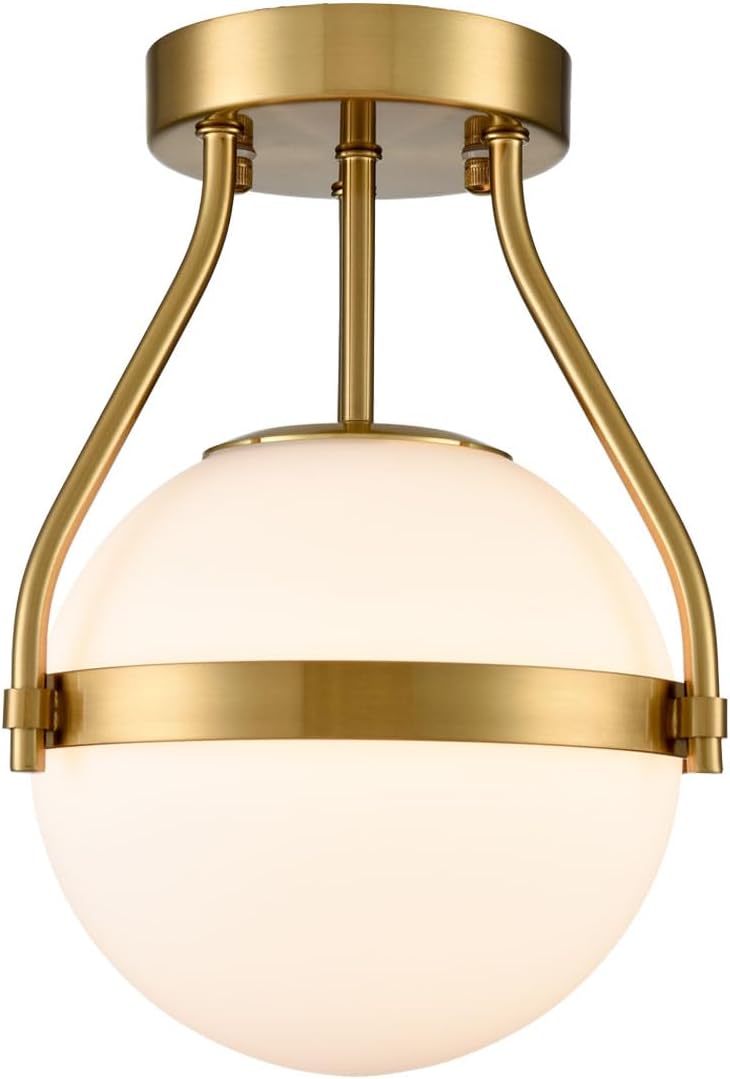 Modern Semi Flush Mount Light with Brass Globe for Any Room