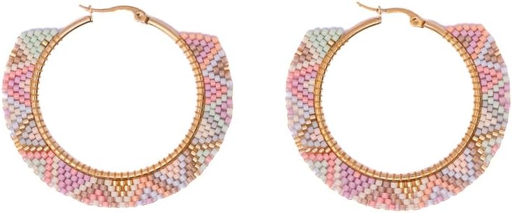 Embera Bead Project Handmade Seed Bead Hoop Earrings for Women