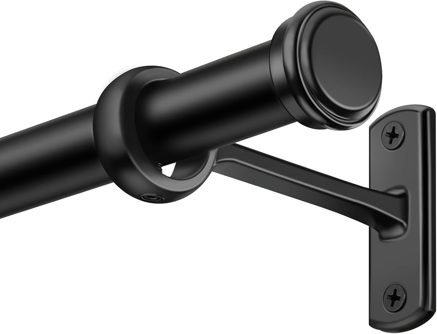 Adjustable Industrial Curtain Rod, Rustic Style, Black, 72-144