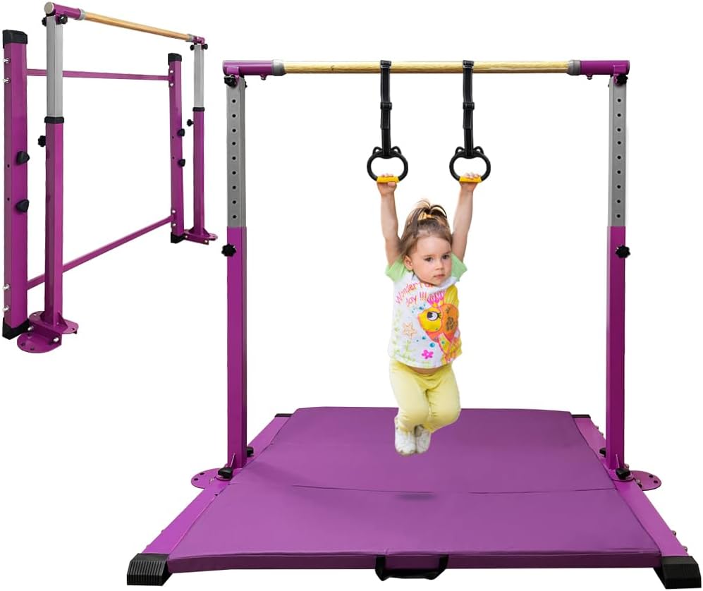 Gymnastics Bar for Kids Ages 3-15 with Adjustable Height