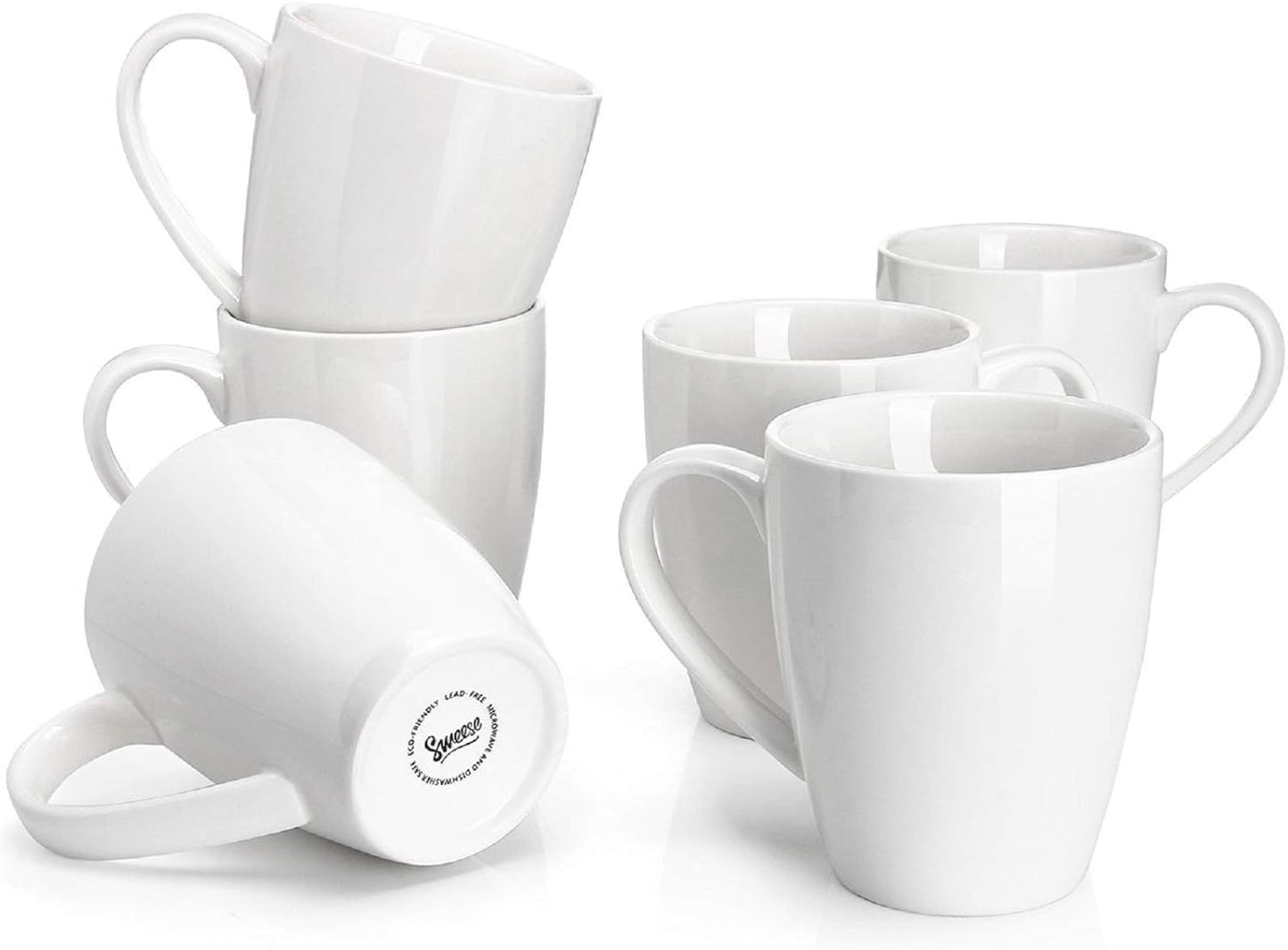 Sweese Set of 6 Porcelain Coffee Mugs - Versatile Cups for Every Beverage