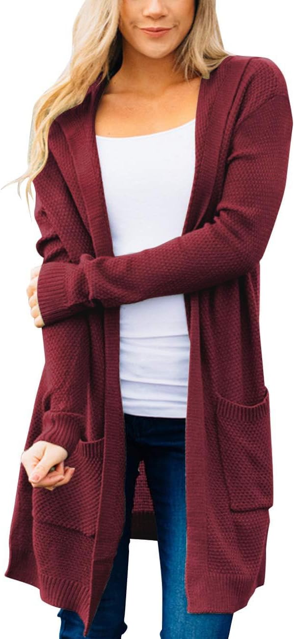 MEROKEETY Long Cardigans for Women - Cozy Hooded Sweaters