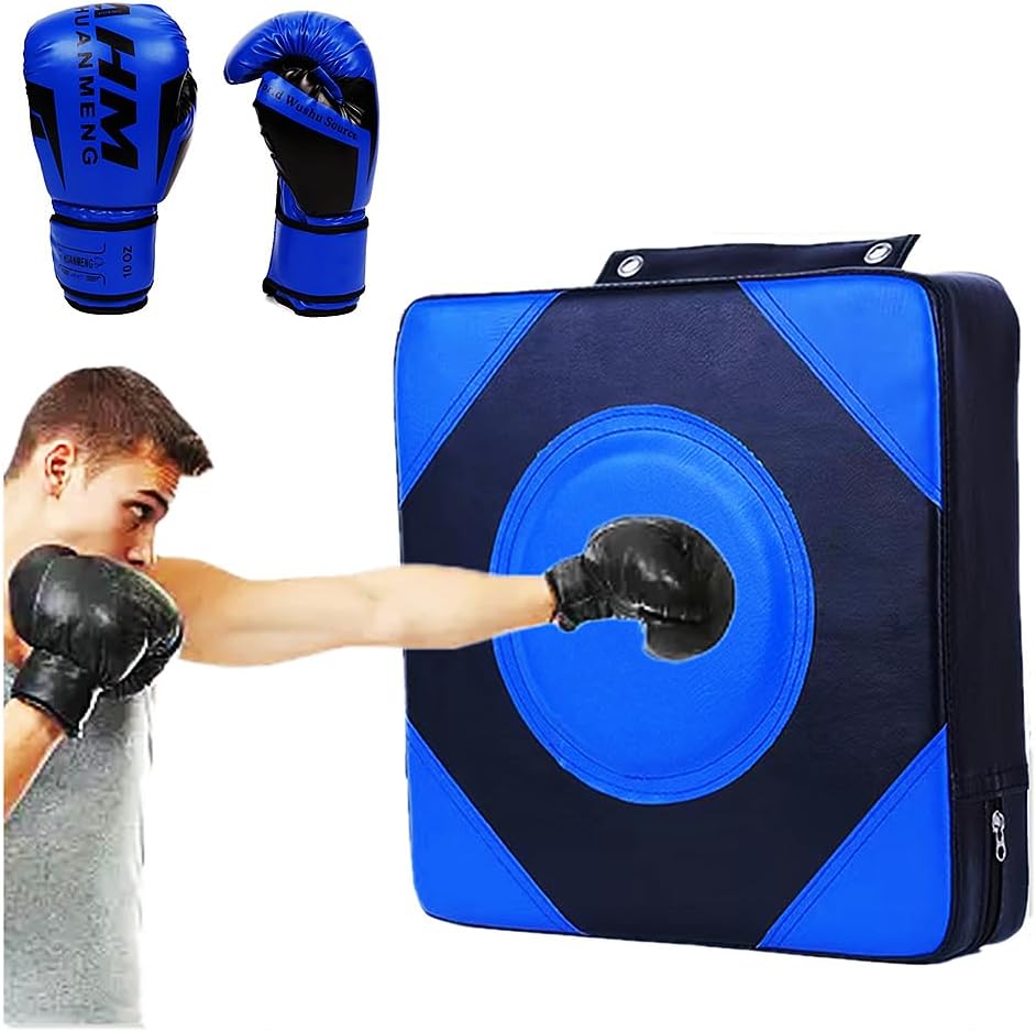 Quiet Punch Bag Set - Blue, Adult Size, Wall Pads - Improve Your Boxing Skills!