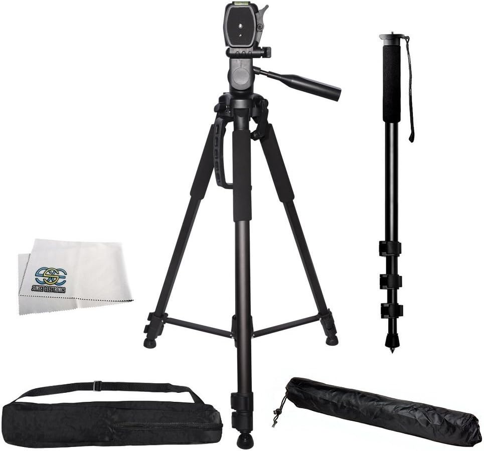 Professional 72 Inch Tripod with 3-Way Panhead and Monopod
