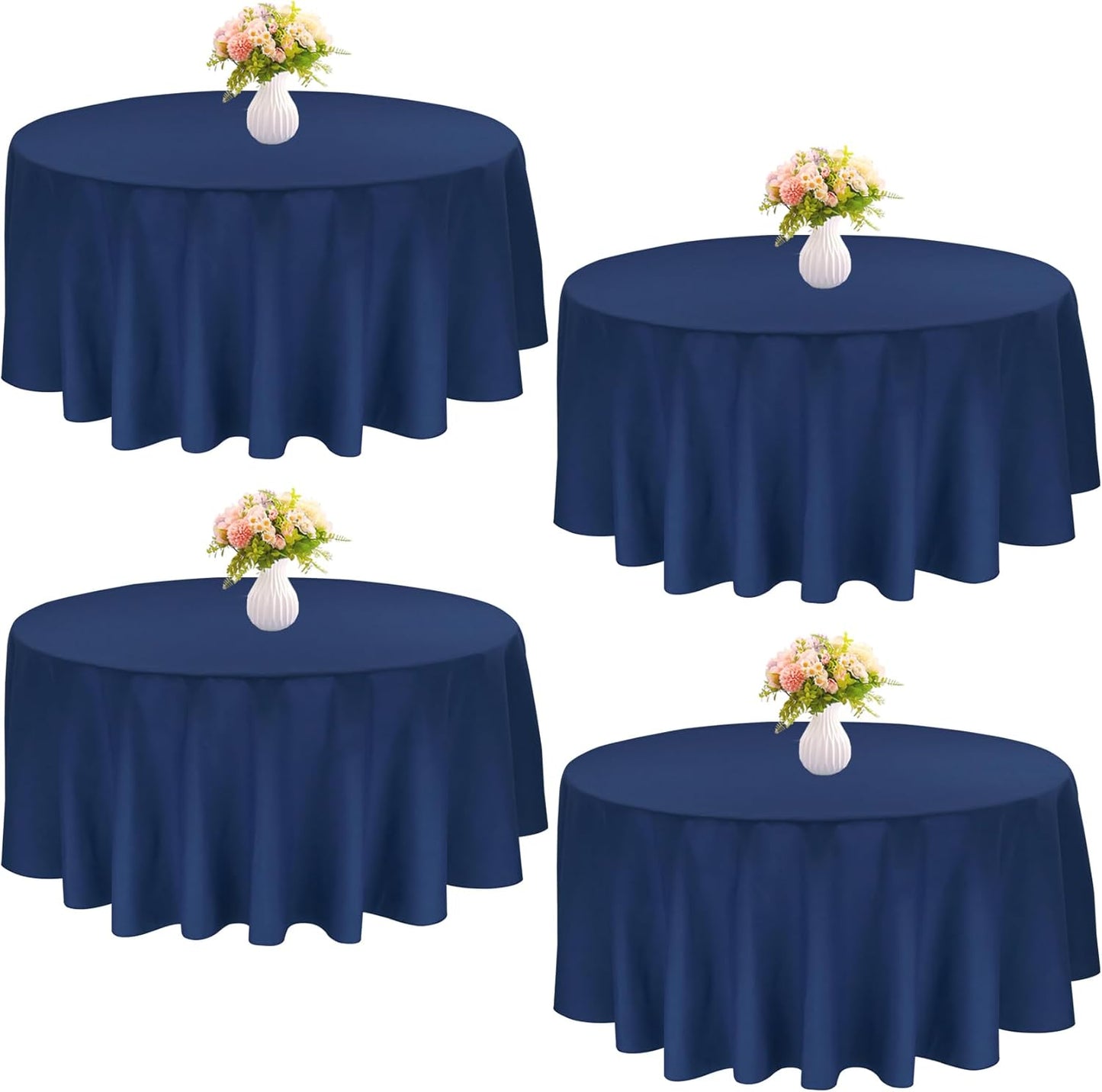 120 Inch Navy Blue Polyester Round Table Cloths for Events