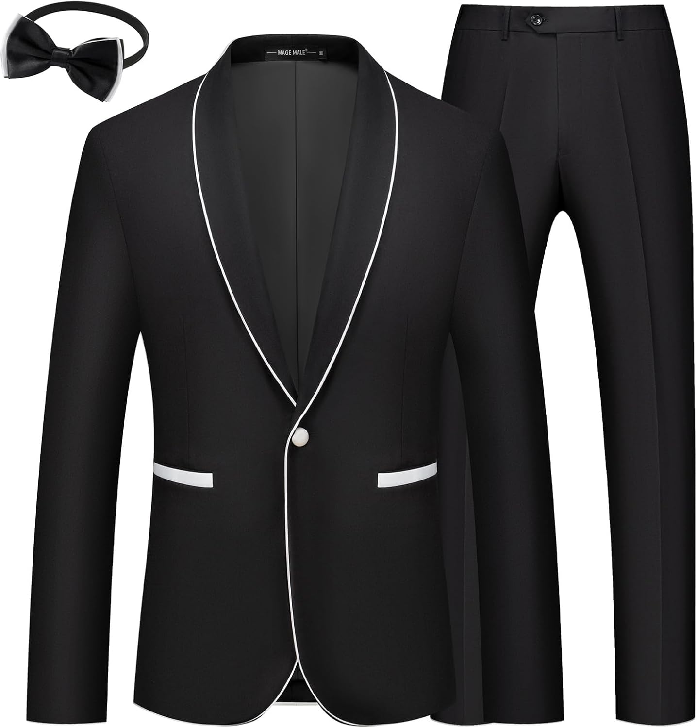 MAGE MALE Mens Tuxedo Shawl Lapel Slim Fit Suit Set for Weddings
