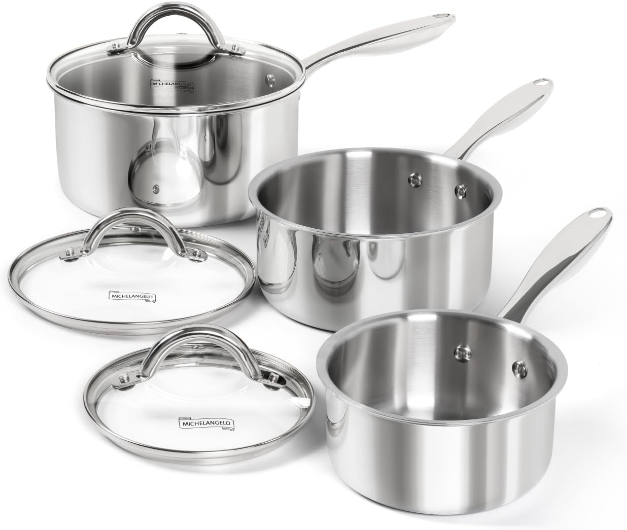 MICHELANGELO Saucepan Set 6pc for Perfect Cooking Experience