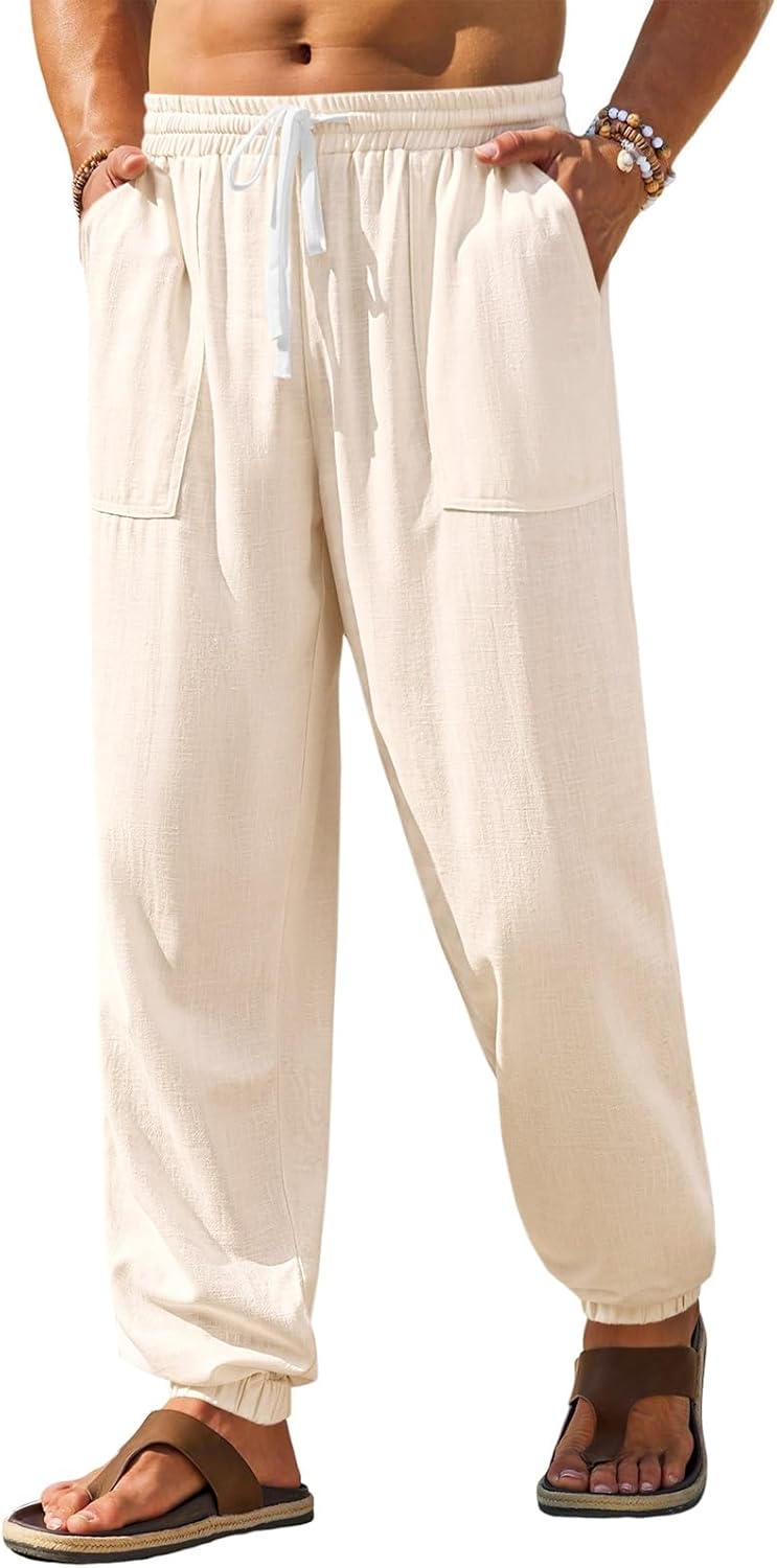 Runcati Men's Comfy Summer Pants with Pockets